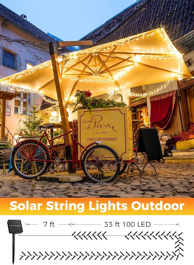 Minetom Solar String Lights Outdoor Waterproof- 40 FT 100 LED Solar Powered - Image 5