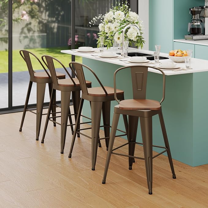 Aklaus Swivel Metal Bar Stools Swivel Modern Farmhouse Bar Chairs - Image 8