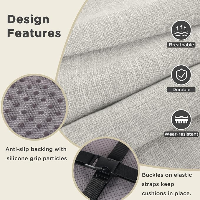 AddGrace Anti-Slip Bar Stool Cushions Square Bar Stool Seat Cushions - Image 3