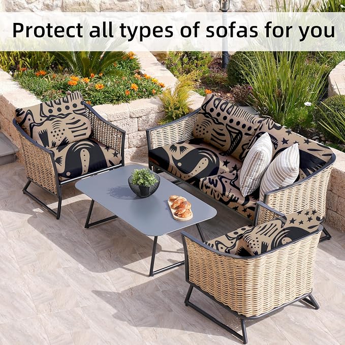 8Pcs Stretch Patio Cushion Covers, - Image 4