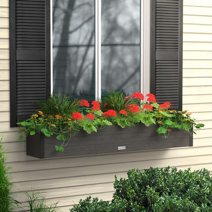 Mayne Horizon 5FT Window Box Planter – Modern Rectangular Faux Wood Grain Design - Image 3