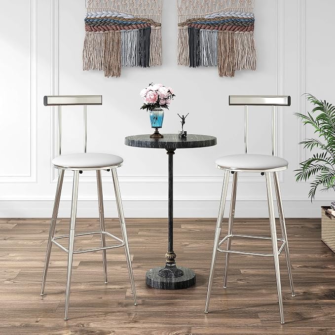 Bar Stools, Bar Chairs with Backrest and Footrest, Industrial Counter Stools - Image 6
