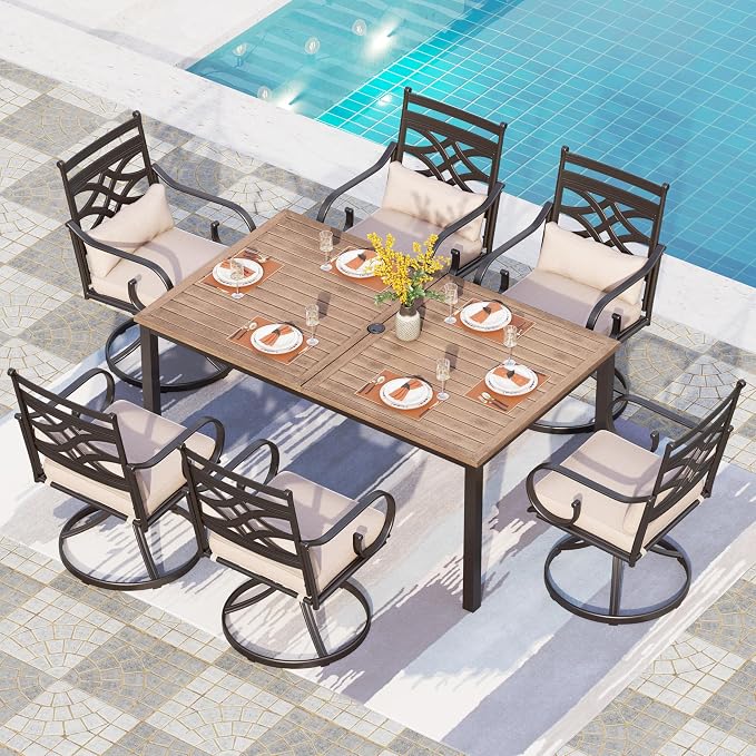 PHI VILLA 7 Pcs Patio Dining Set, Outdoor Table Chair Set by PHIVILLAThepioneerofcomfortablehouseholdsupplies