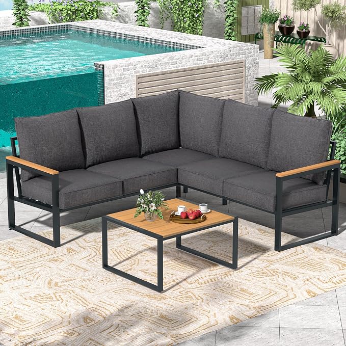 Metal Patio Furniture Set, 6 Pieces Outdoor Sectional Sofa Set - Image 6