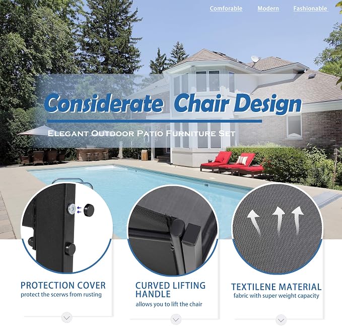 Vongrasig 4 Pieces Patio Furniture Sets, Outdoor Patio Conversation Sets - Image 5