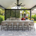 PURPLE LEAF Patio Counter Height Bar Stools 24" H Set of 4 Modern Rattan Bar by PURPLELEAF