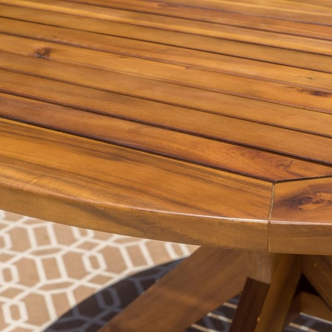Christopher Knight Home Stamford Outdoor Acacia Wood Round Dining Table - Image 3