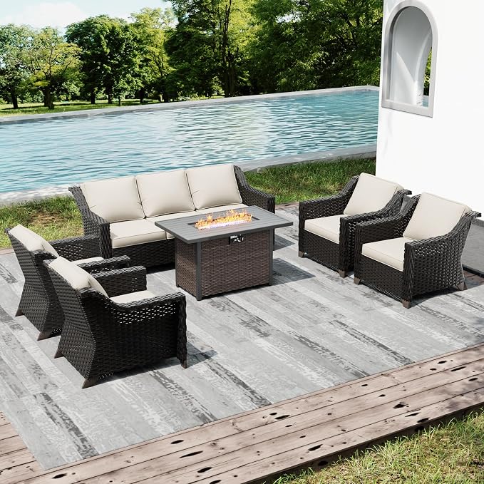 Joyside Wicker Patio Furniture Sets, 6 Pieces Upgraded Large Size Outdoor - Image 6