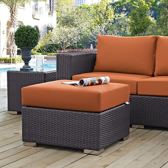 Modway Convene Wicker Rattan Outdoor Patio Square Ottoman - Image 2