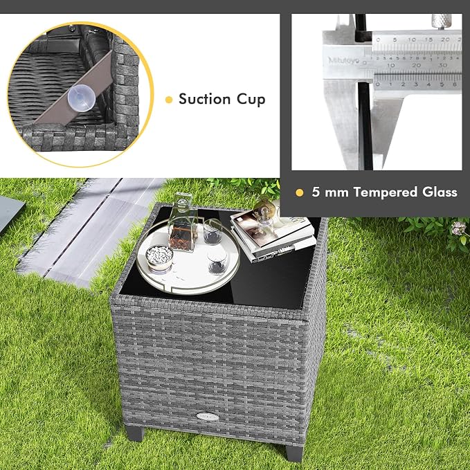 Tangkula 3 Pieces Wicker Patio Furniture Set, Outdoor Rattan Conversation - Image 8