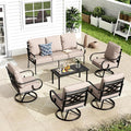 MFSTUDIO 7 Seats Large Metal Patio Conversation Sets, 6 Pieces Outdoor by MFSTUDIO