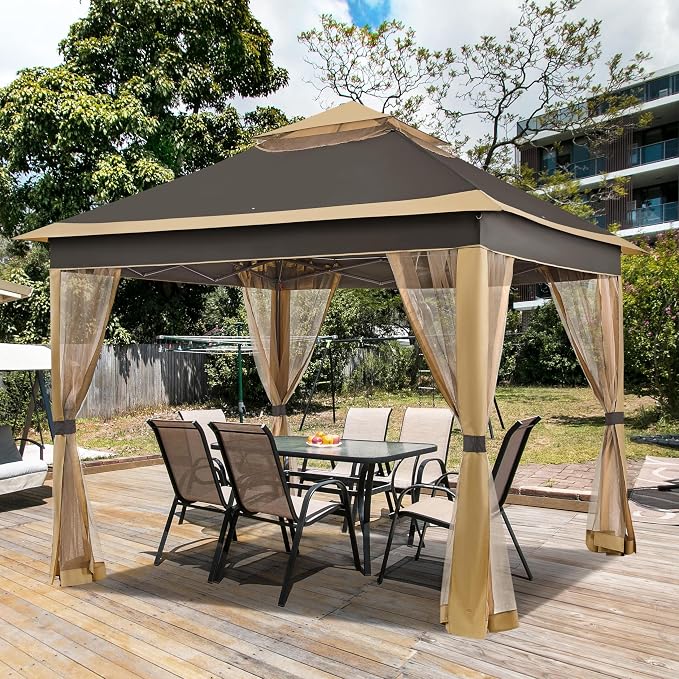 Yaheetech 11x11 Pop Up Gazebo Outdoor Canopy Shelter, Instant Patio Gazebo Sun - Image 2