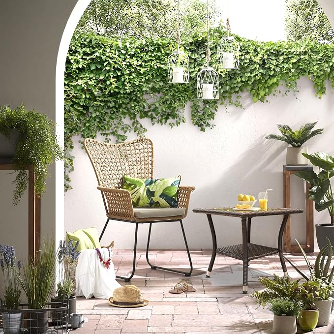 Patiorama Outdoor Wicker Patio Side Table, Weather Resistant Rattan Coffee Table - Image 8