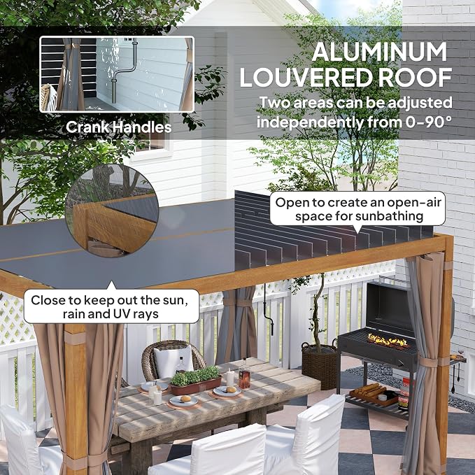 Outsunny 10' x 13' Louvered Pergola Hardtop Gazebo - Image 3
