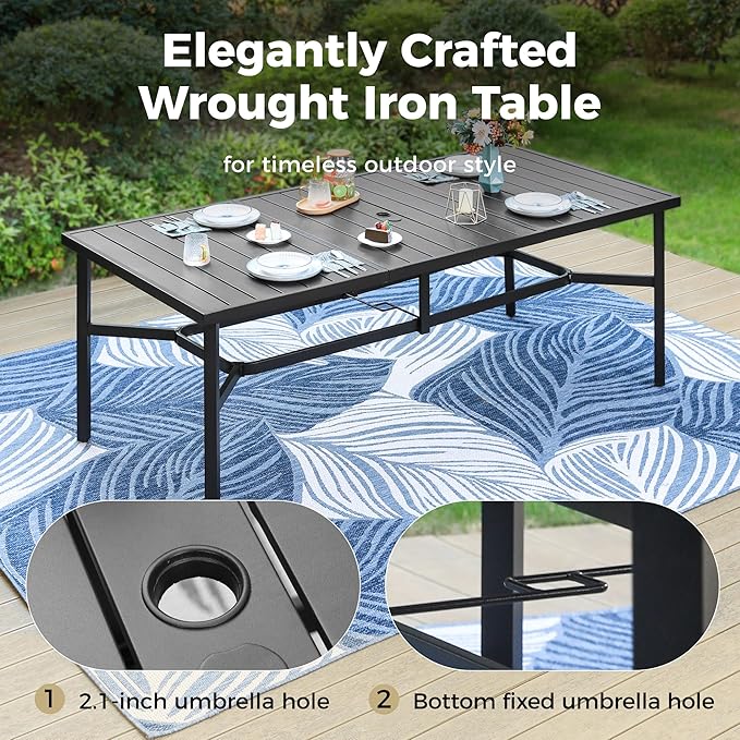 9 Pieces Outdoor Patio Dining Set, Wicker Patio Table and Chairs Set of 8 - Image 5