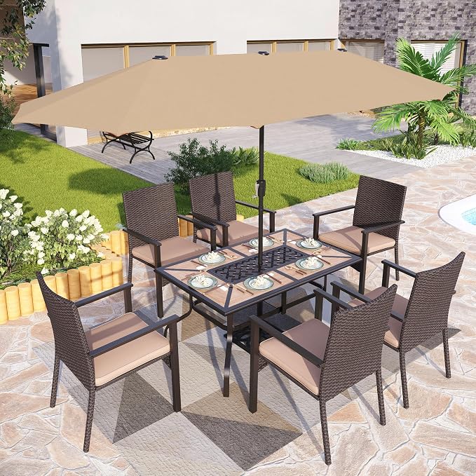 PHI VILLA 7 Pieces Outdoor Dining Set by PHIVILLAThepioneerofcomfortablehouseholdsupplies