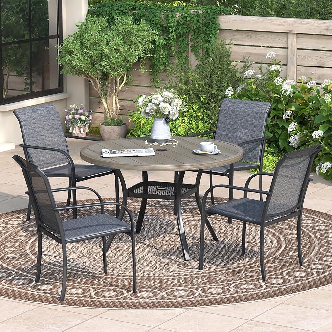 Patio Dining Table for 4, Round Metal Outdoor Table - Image 2
