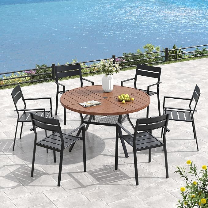 VICLLAX 50" Round Outdoor Table, Patio Dining Table - Image 7