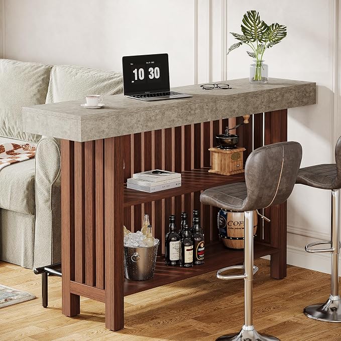 Tribesigns 63-Inch Large Home Bar Unit, 2-Tier Mini Bar Table, Height Pub Table - Image 8