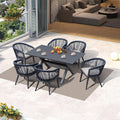 PURPLE LEAF Patio Dining Set for 6 All-Weather Wicker 7 Piece Aluminium Outdoor by PURPLELEAF