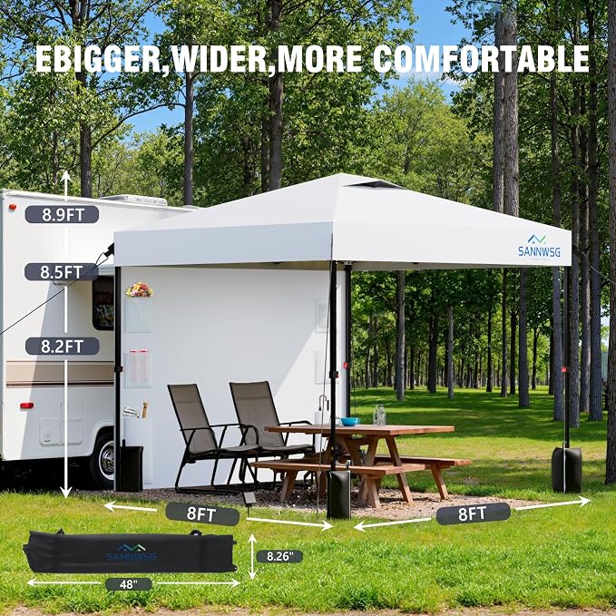 8X8 Pop Up Canopy Tent, Removable Pockets Sidewall - Image 2