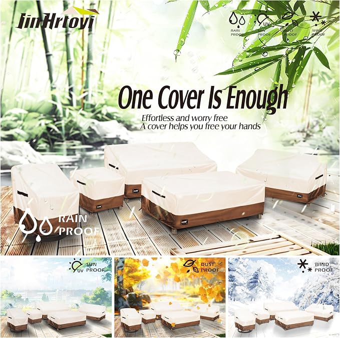 JinHrtoyi Patio Square Table Cover, 40Wx40Dx23H Inches 100% Waterproof Heavy - Image 7