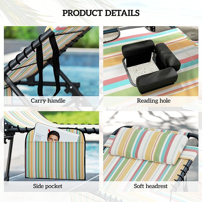 Outsunny 2 Piece Folding Chaise Lounge - Image 5