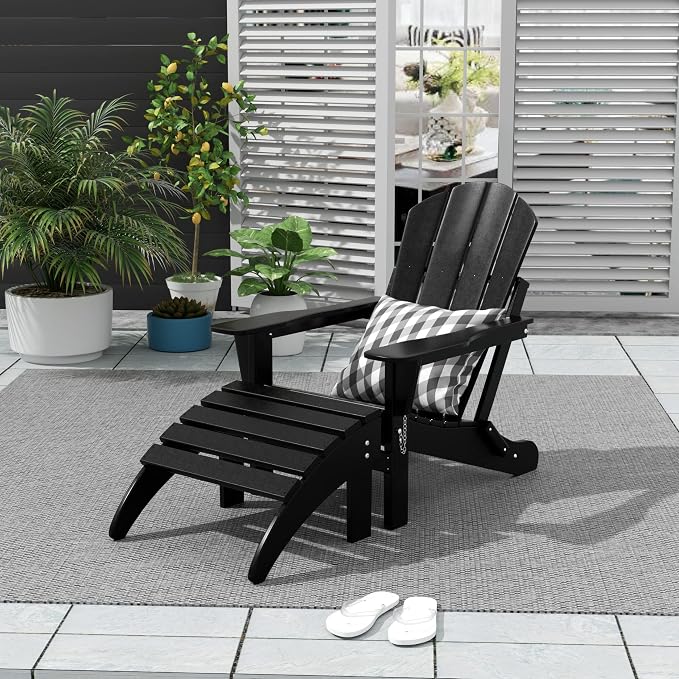 WO Home Furniture Adirondack Ottoman Outdoor Patio Footrest 13.5" Inch Folding - Image 2
