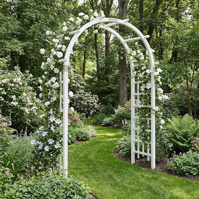 VINGLI Wooden Garden Arbor, Heavy Duty Outdoor Frame Trellis - Image 9