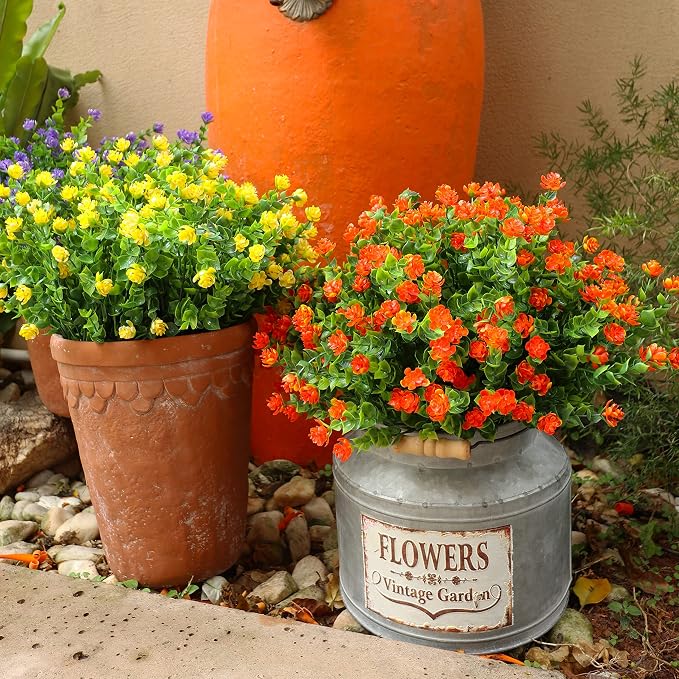 20 Bundles Artificial Fall Flowers Outdoor Fake Flowers, UV Resistant No Fade - Image 5