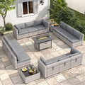 12-Seat Modern Outdoor Wicker Rattan Patio Furniture Set by MASIONBACKYARDS