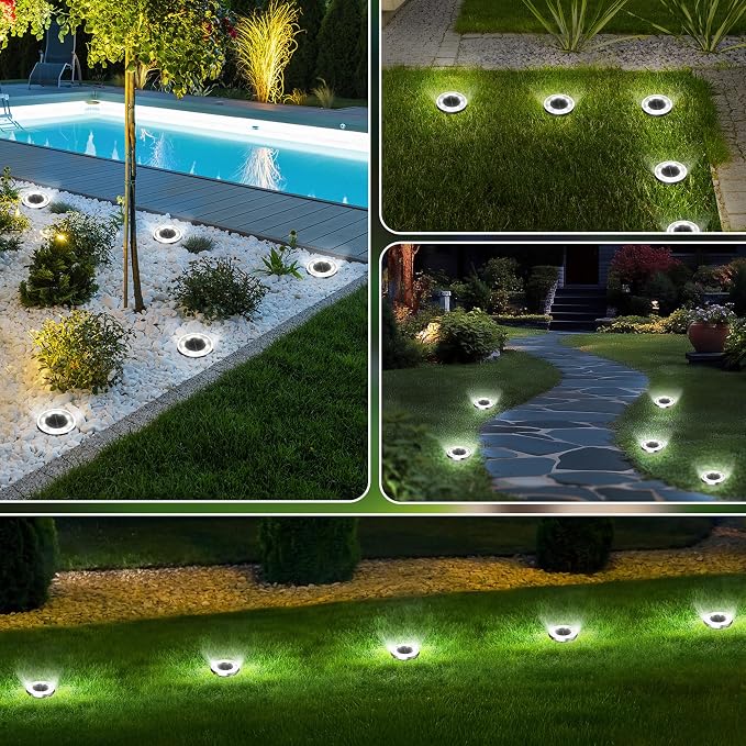 INCX Solar Ground Lights, 20 Pack Solar Lights Outdoor Waterproof, Solar Garden - Image 5