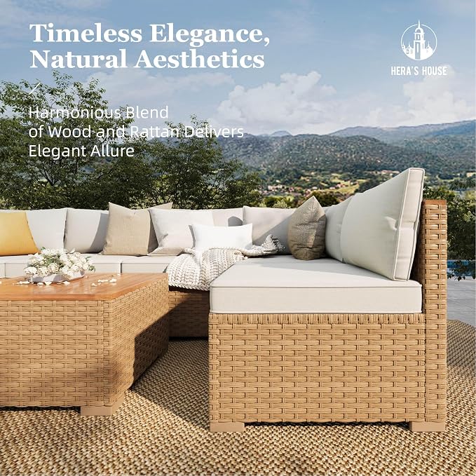 HERA'S HOUSE Wicker Patio Furniture Set, 7 Pieces Outdoor Sectional Sets - Image 2