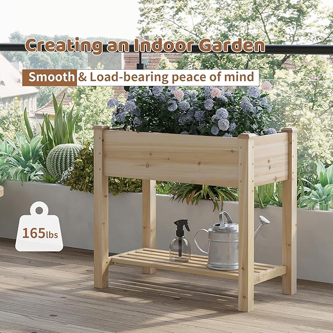 FILWH Raised Garden Bed with Legs Elevated Wooden Planter Box Stand Large - Image 6