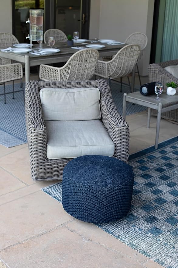 BIRDROCK HOME Outdoor Pouf Ottoman | Hand Woven Waterproof Foot Stool - Image 4