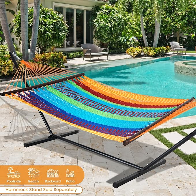 Lazy Daze Hammocks 10.5 FT Double 2 Person Caribbean Rope Hammock, Hand Woven - Image 2