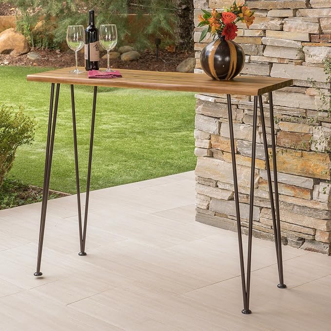 Christopher Knight Home Denali Ouotdoor Industrial Acacia Wood Bar Table - Image 2