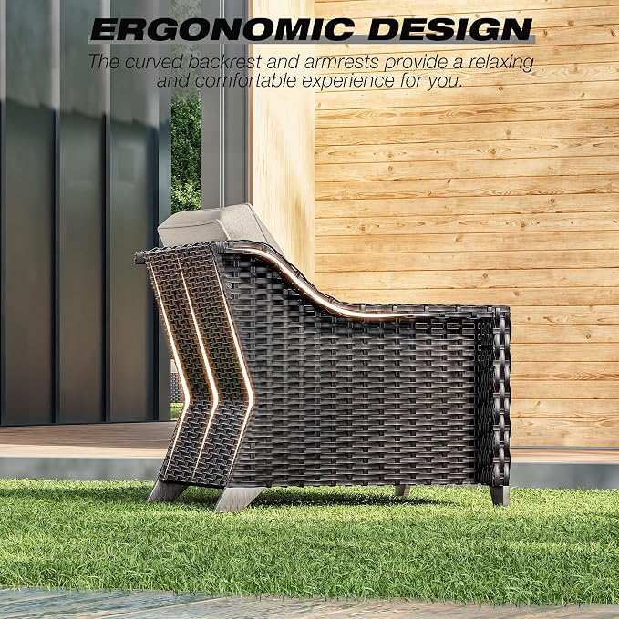 Joyside Wicker Patio Furniture Sets, 6 Pieces Upgraded Large Size Outdoor - Image 5