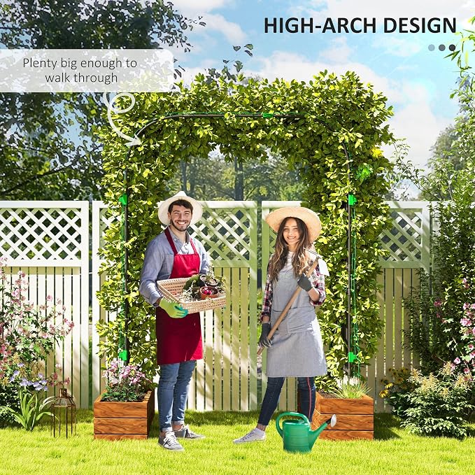 Outsunny Garden Arch Trellis, 8 FT Tall Metal Plant Trellis Support - Image 6