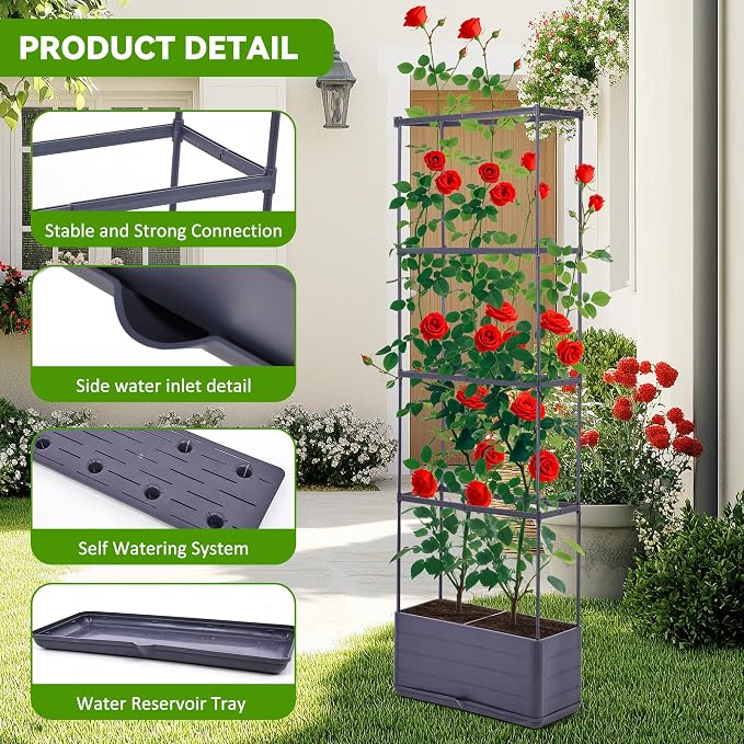 GENMOUS 2 Pack Rectangle 4 Tier Tomato Planter, Raised Garden Bed Tall 45'' - Image 8