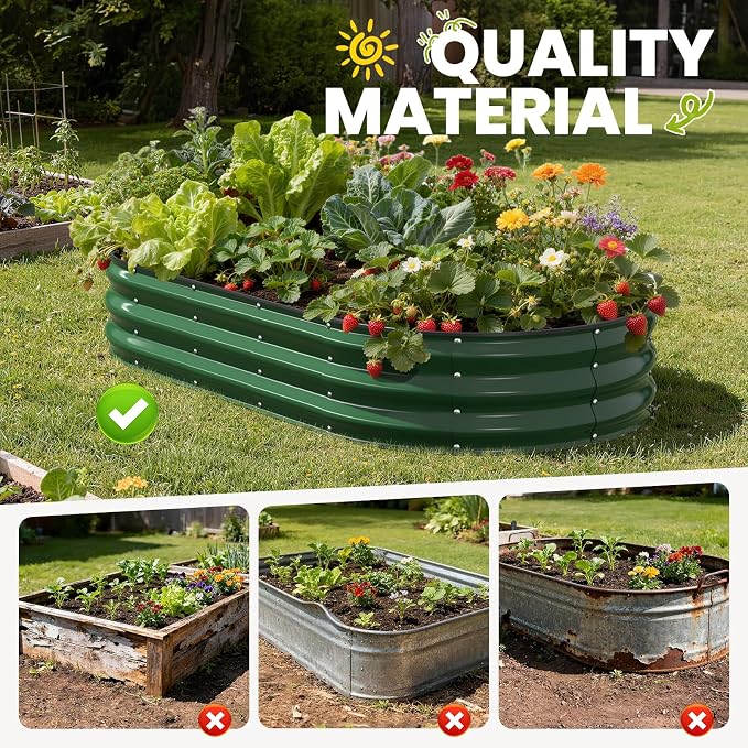Galvanized Raised Garden Bed 6x3x1 FT, Oval Metal Raised Garden Bed Outdoor - Image 5