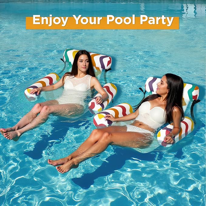 Funscape Pool Floats Chairs Adult, 2 Packs Heavy Duty Inflatable Swimming Pool - Image 7