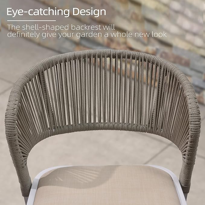 PURPLE LEAF Bar Stool Set of 2 Outdoor Rattan Bar Chair - Image 7
