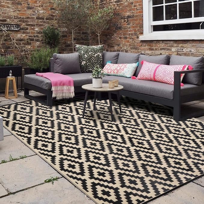 SAND MINE Waterproof Outdoor Rug 8x8 ft, Plastic Reversible Rug, Modern Area Rug - Image 7