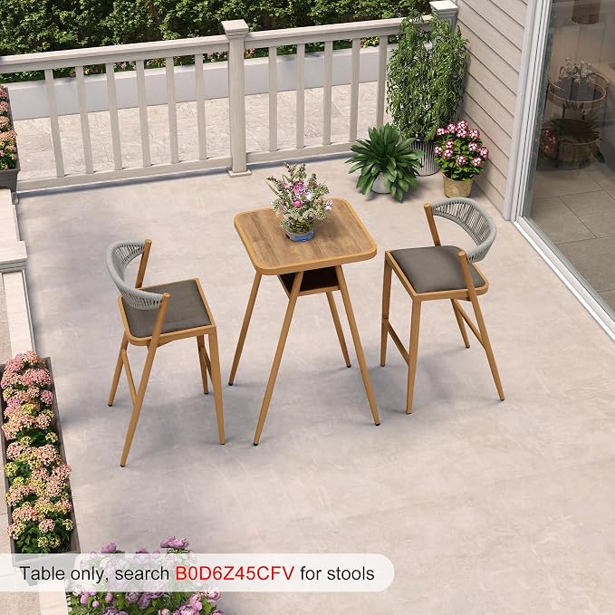 PURPLE LEAF Outdoor Bar Height Table Aluminum Patio High Bar Stools Pub Dining - Image 3