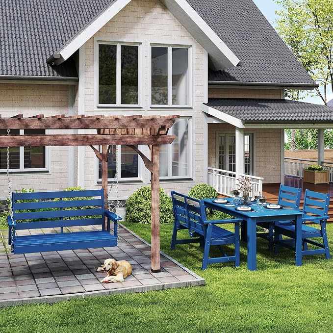 IVY&LANE Outdoor Porch Swing | HDPE Plastic | 2-Person | Hanging Bench Swings | - Image 7