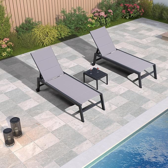 PURPLE LEAF Outdoor Chaise Lounge Set of 4 Aluminum Patio Chair by PURPLELEAF