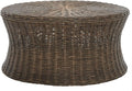 SAFAVIEH Home Collection Ruxton Dark Brown Rattan Round Coffee Table Ottoman by SAFAVIEH