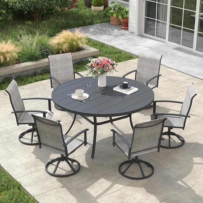 VICLLAX 50" Round Patio Table, Outdoor Dining Table - Image 7