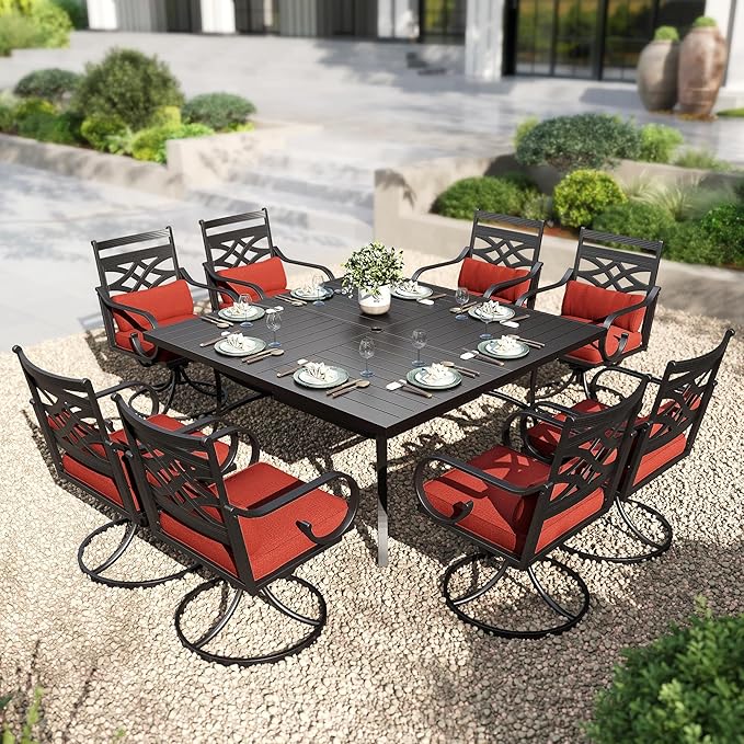 PHI VILLA 9 Pieces Outdoor Dining Set by PHIVILLAThepioneerofcomfortablehouseholdsupplies